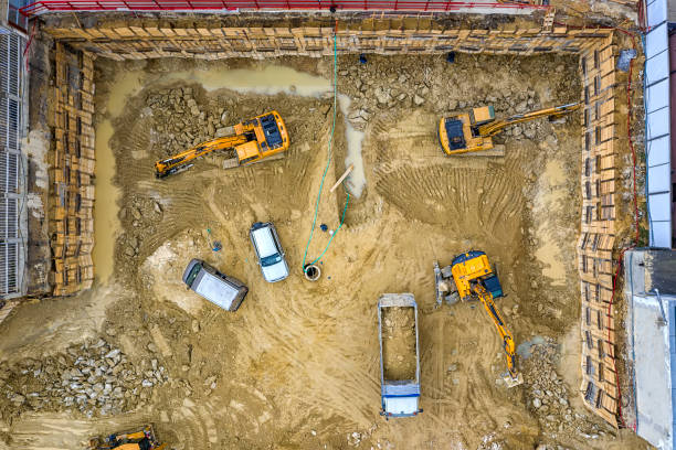 Aerial top-down view of a construction site