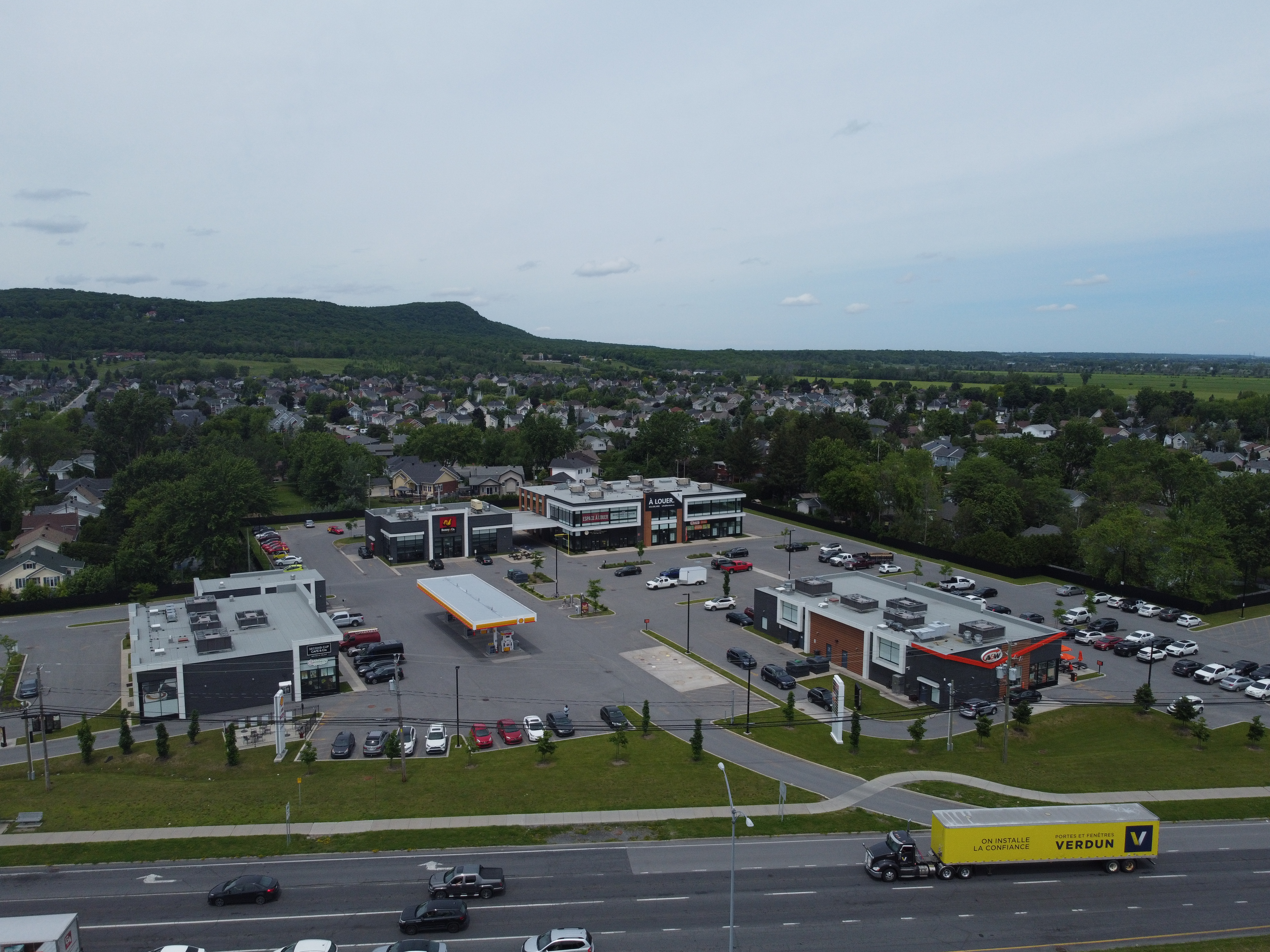 Aerial view of a commercial space