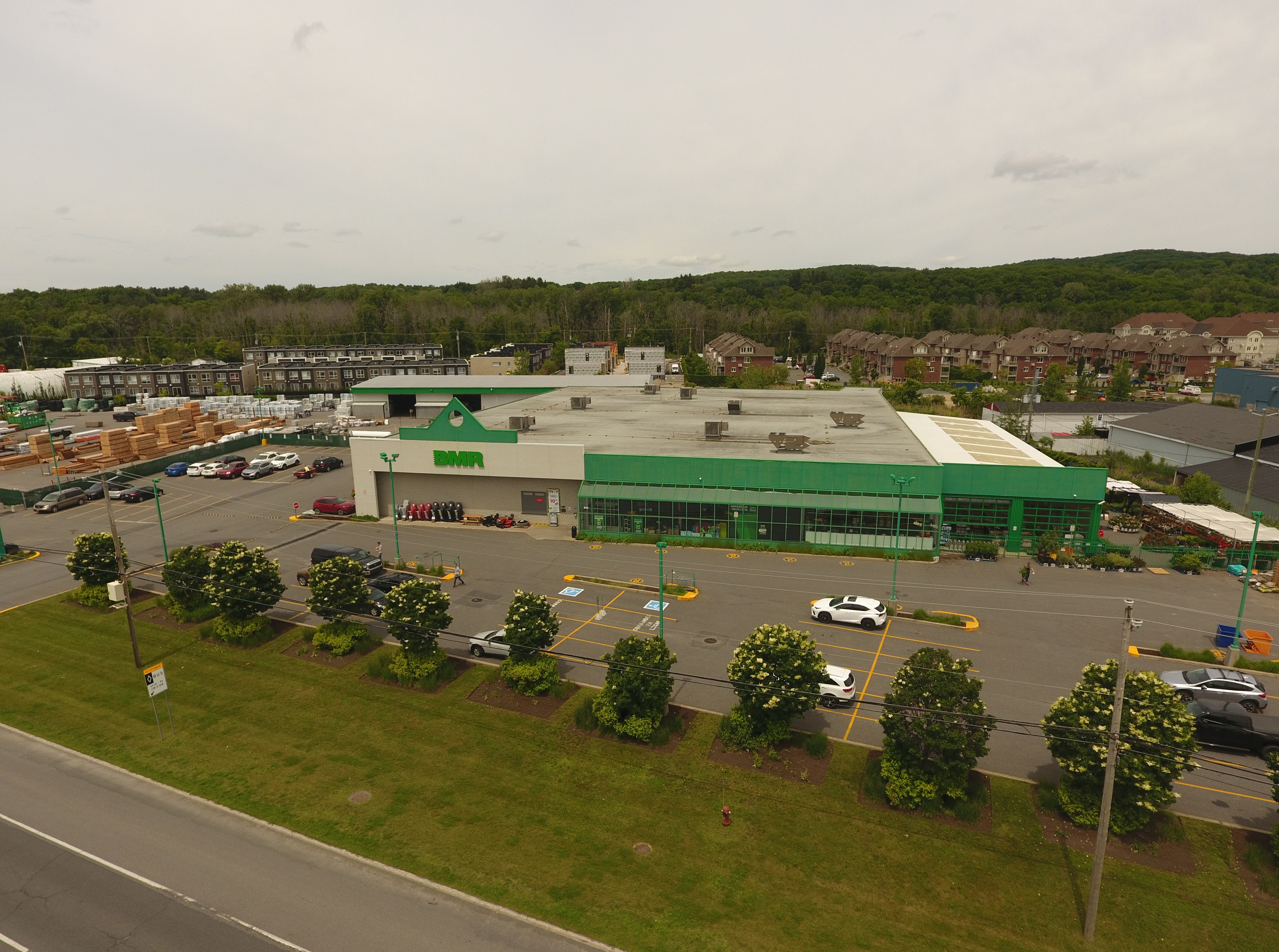 Aerial view of a BMR hardware store